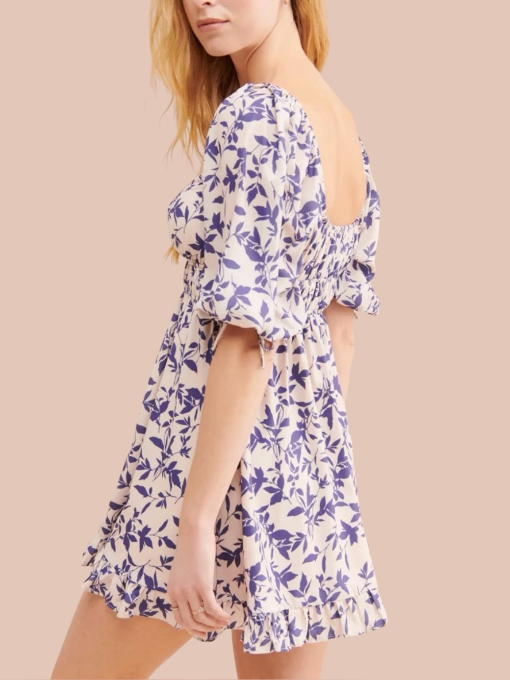 Urban Outfitters UO Violette Smock Cream and Violet Mini Dress Size Small
